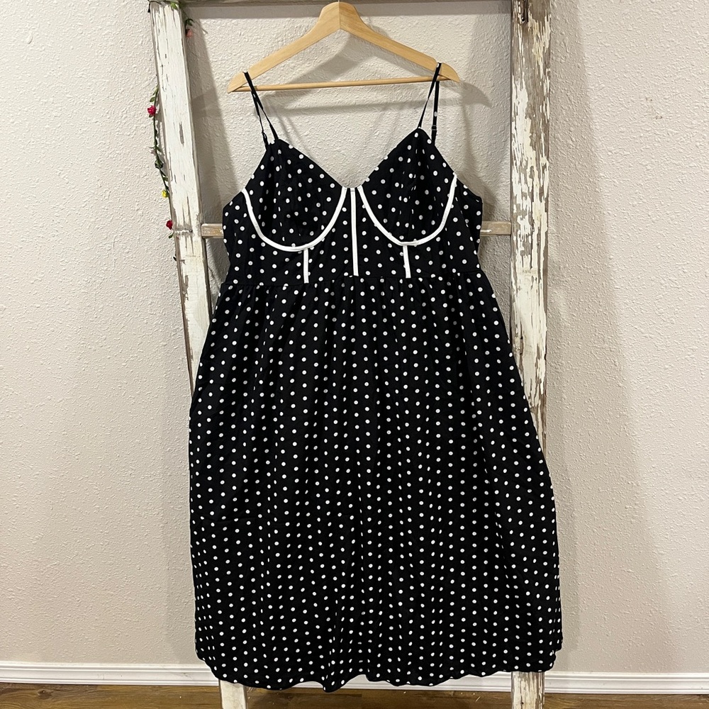 SHEIN Black Midi Dress with White Dots